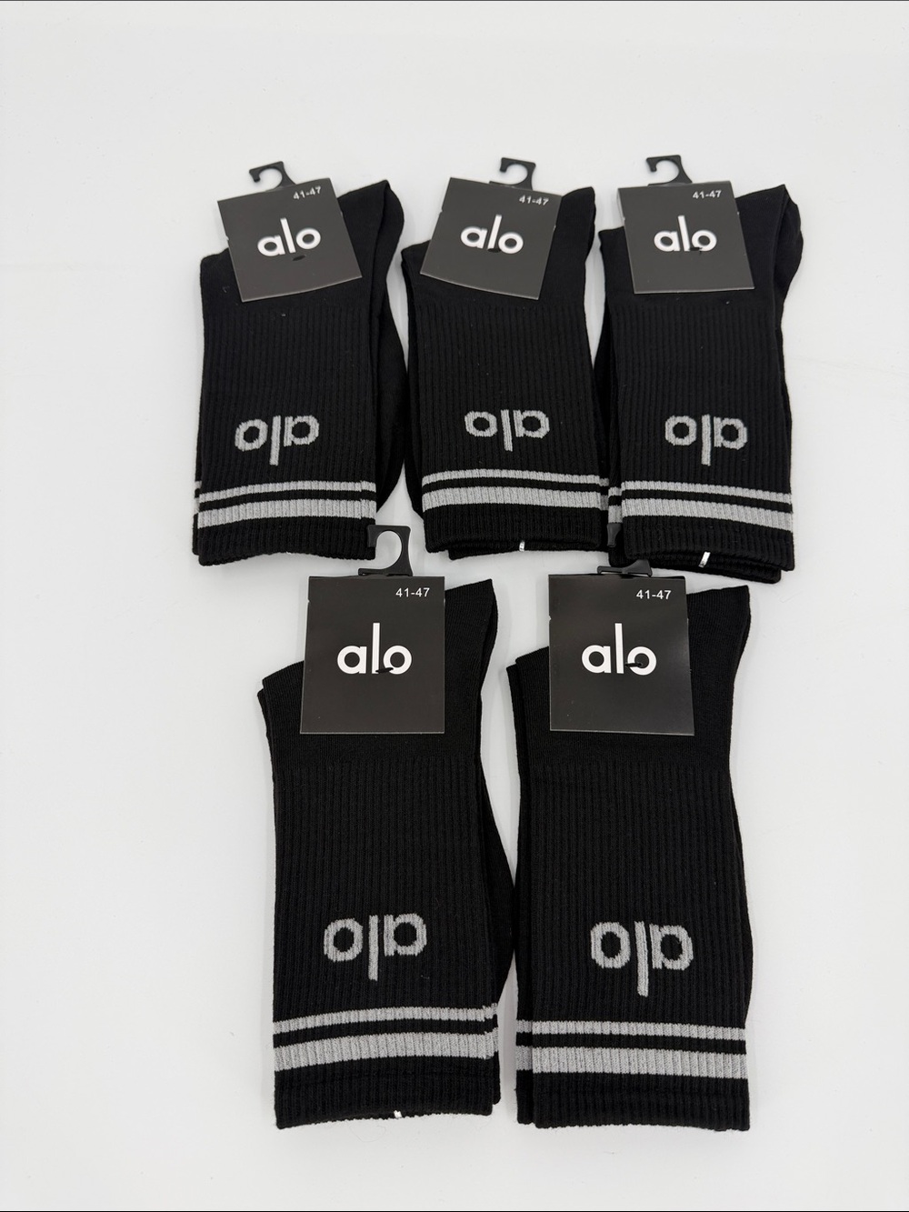 ALO Yoga Black Athletic Crew Socks 5 Pairs
